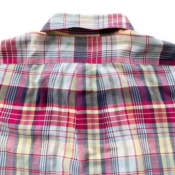 VTG Ralph Lauren BLAKE Cotton Plaid Button Down Shirt S/S Lightweight Soft Sz L - Picture 5 of 9